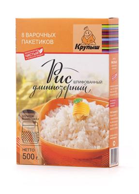 Рис длиннозерный варочные пакеты 0,5кг*6 КРУПЫШ