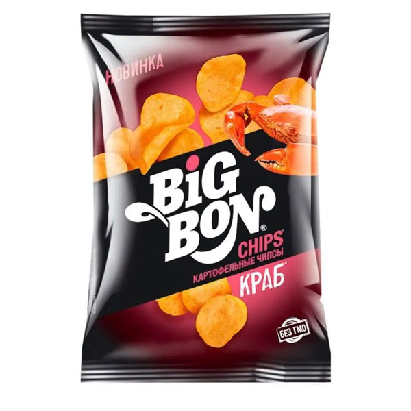 BIGBON чипсы из сырого картофеля со вкусом краба 75г*12
