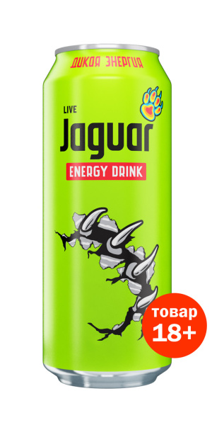 Ягуар Лайв (Live зеленый) тониз напиток б/а газ ж/б 0,45л*12